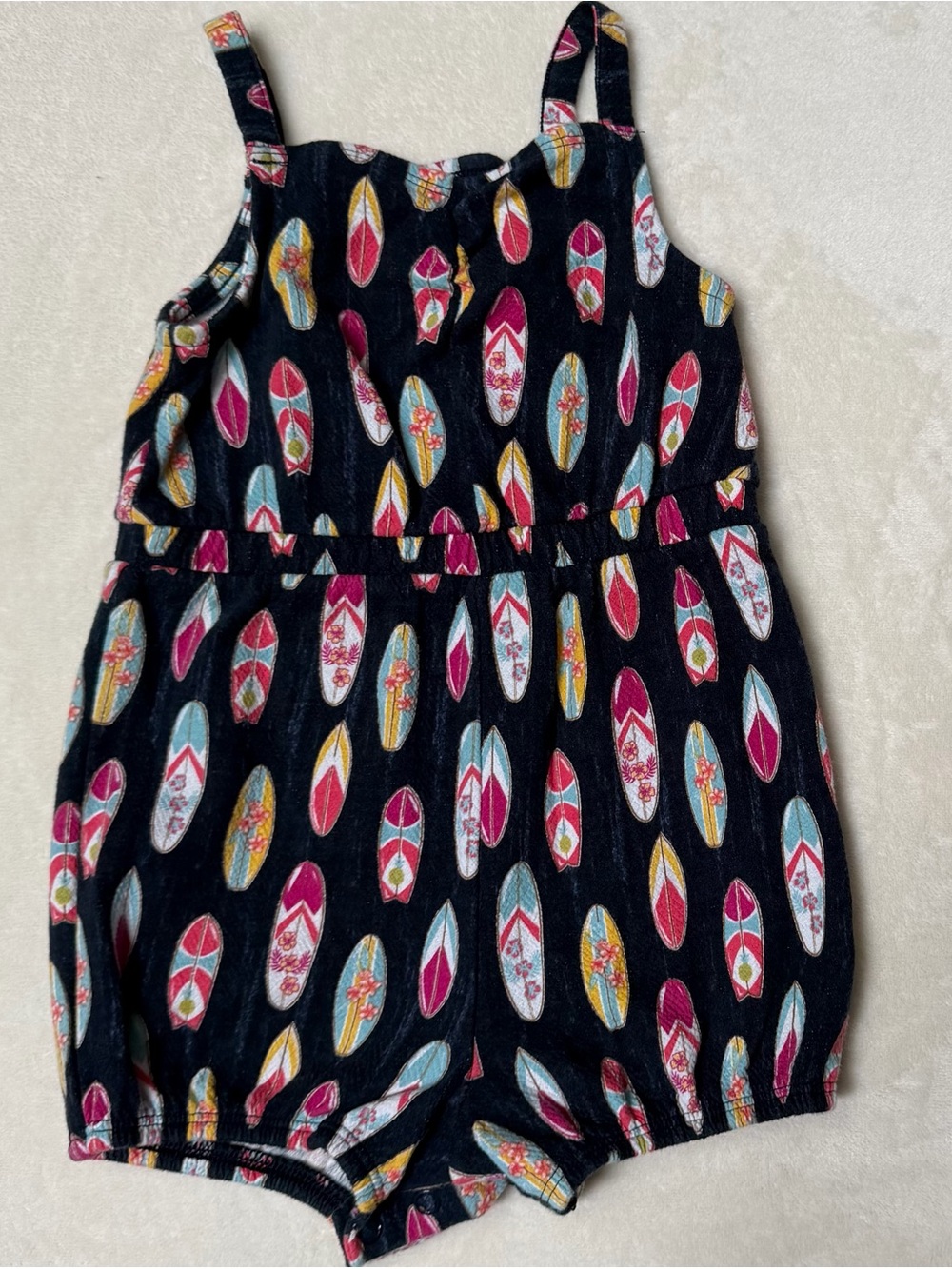 Genuine Kids by OshKosh 3T Romper Pink Yellow Blue Surfboard Print